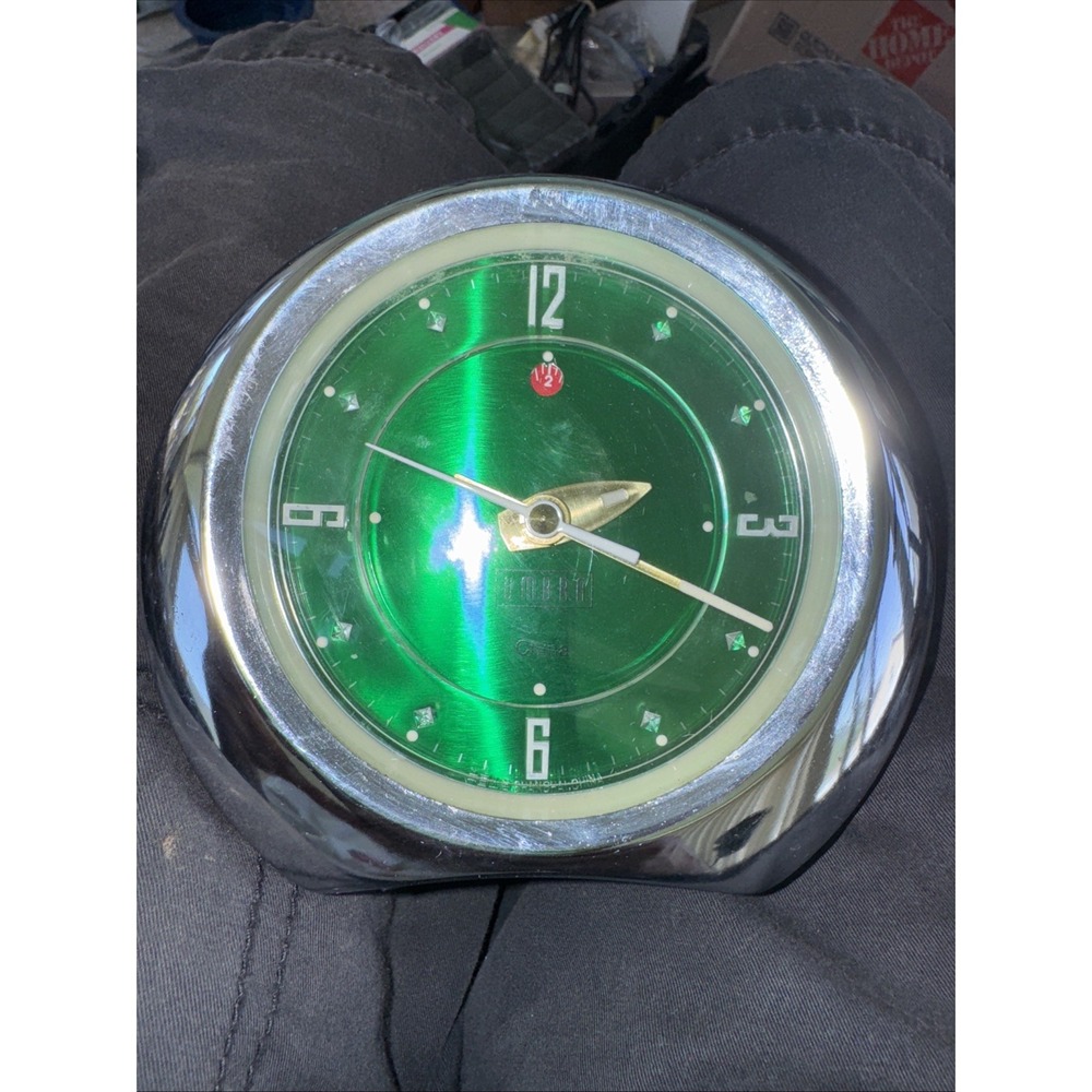 Vintage Alarm Clock Emerald‎ Green Dial Chrome Umbra Shanghai China 1970's